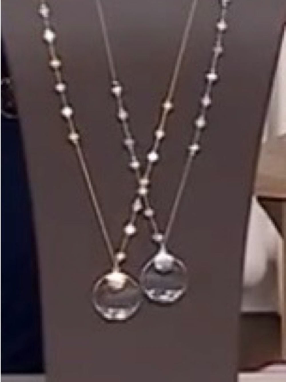 Faceted Beige & Brown Beaded Diffuser Necklace with Silver Accents